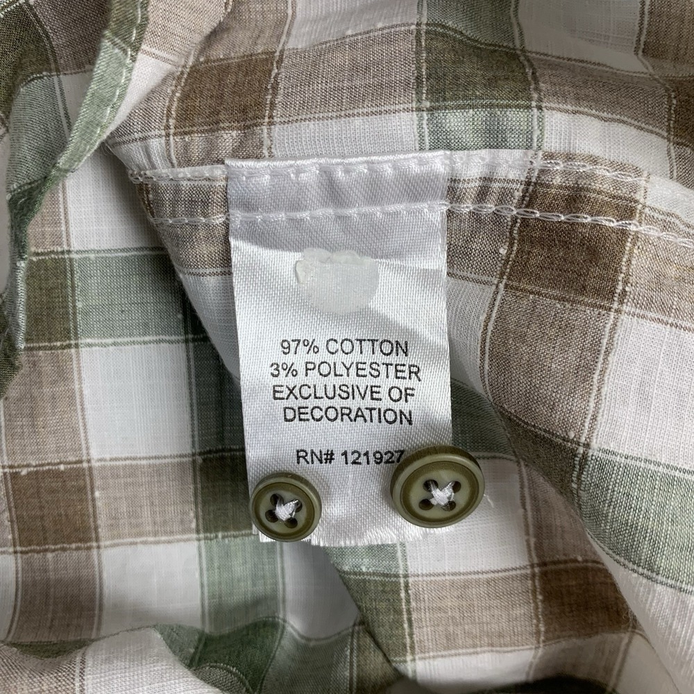 johnnie-O Top Shelf Shirt Mens Medium Khaki Plaid Button Down Long Sleeve Casual - Picture 6 of 7